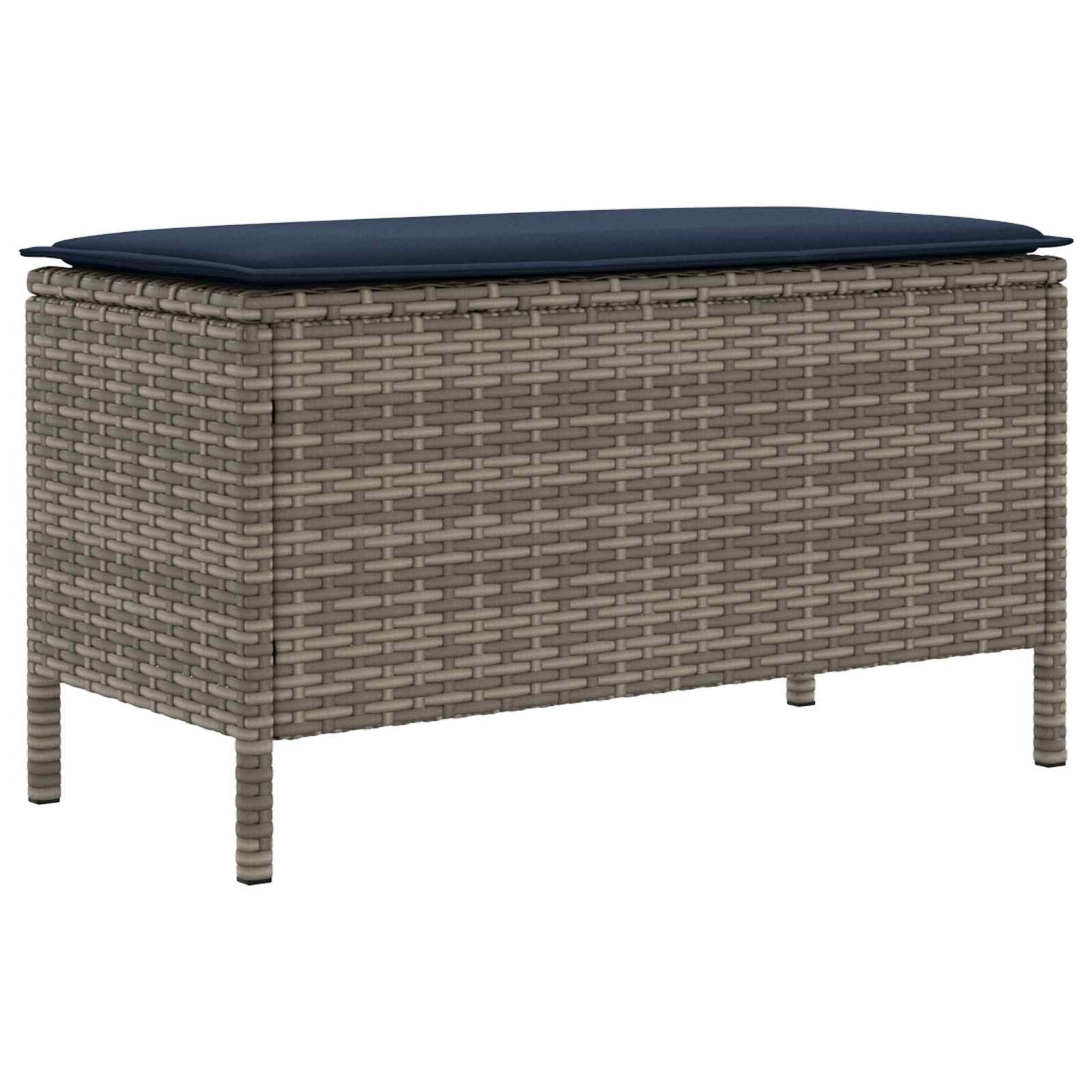 Garten-Fußhocker Grau und Marineblau 80 x 38 x 42 cm PE-Rattan