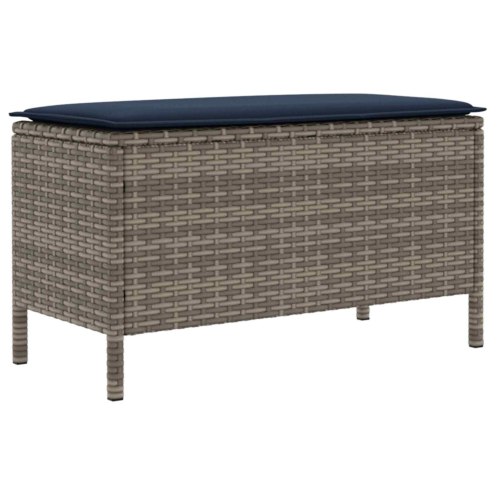 Garten-Fußhocker Grau und Marineblau 80 x 38 x 42 cm PE-Rattan