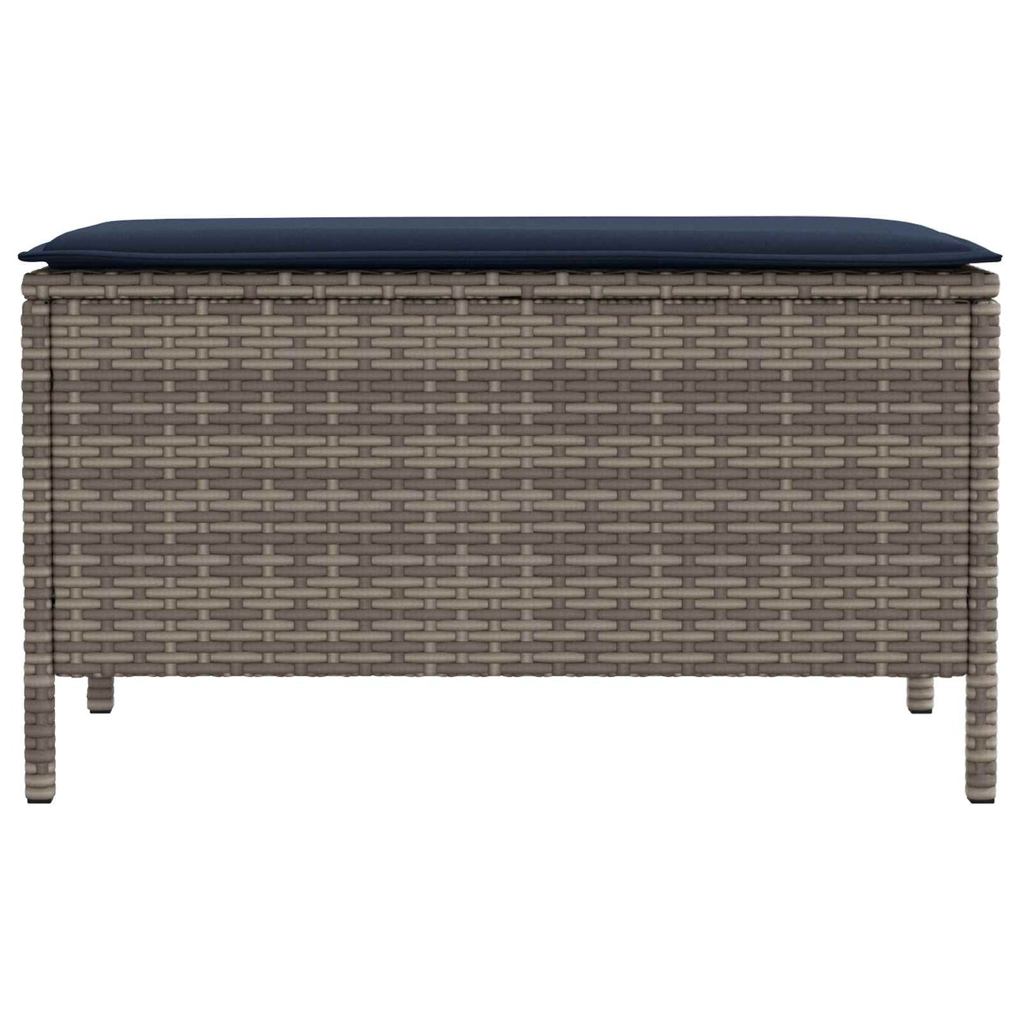 Garten-Fußhocker Grau und Marineblau 80 x 38 x 42 cm PE-Rattan