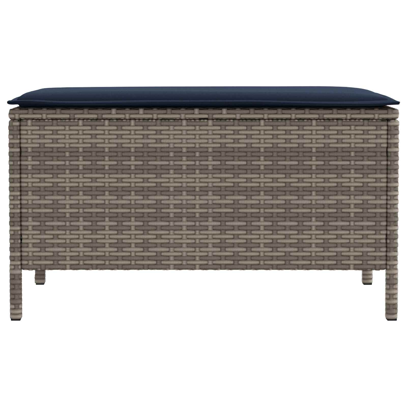 Garten-Fußhocker Grau und Marineblau 80 x 38 x 42 cm PE-Rattan