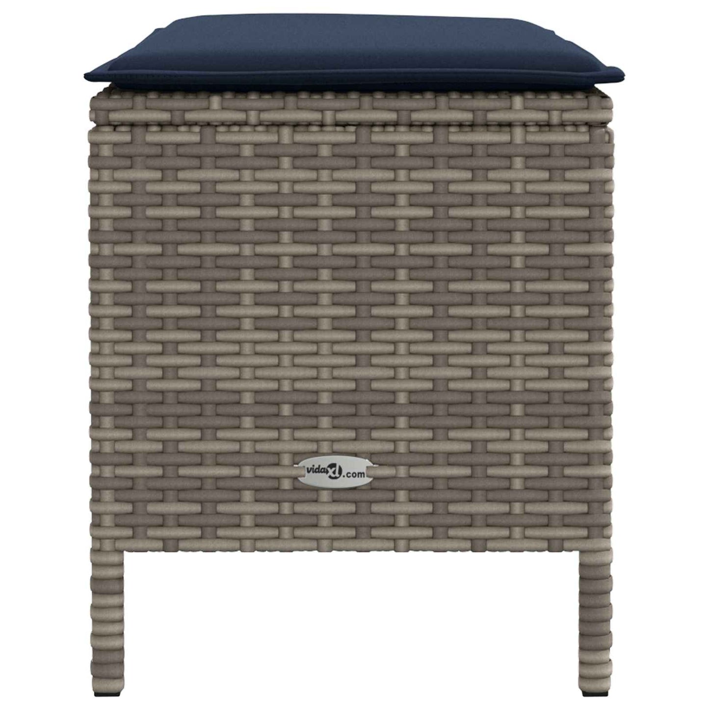 Garten-Fußhocker Grau und Marineblau 80 x 38 x 42 cm PE-Rattan