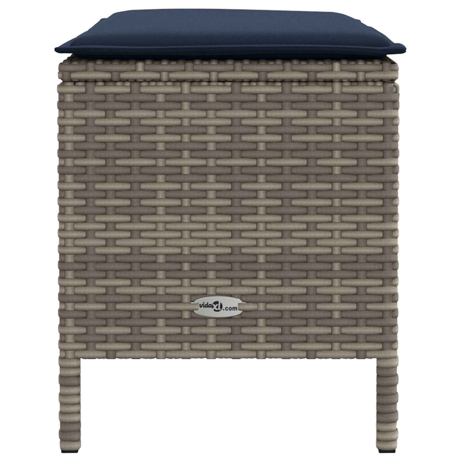 Garten-Fußhocker Grau und Marineblau 80 x 38 x 42 cm PE-Rattan
