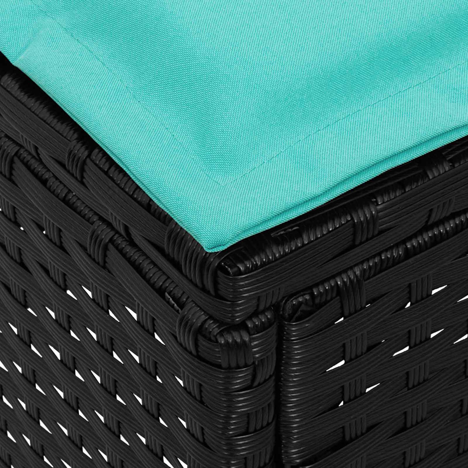 Garten-Fußhocker Schwarz und Türkis 80 x 38 x 42 cm PE-Rattan