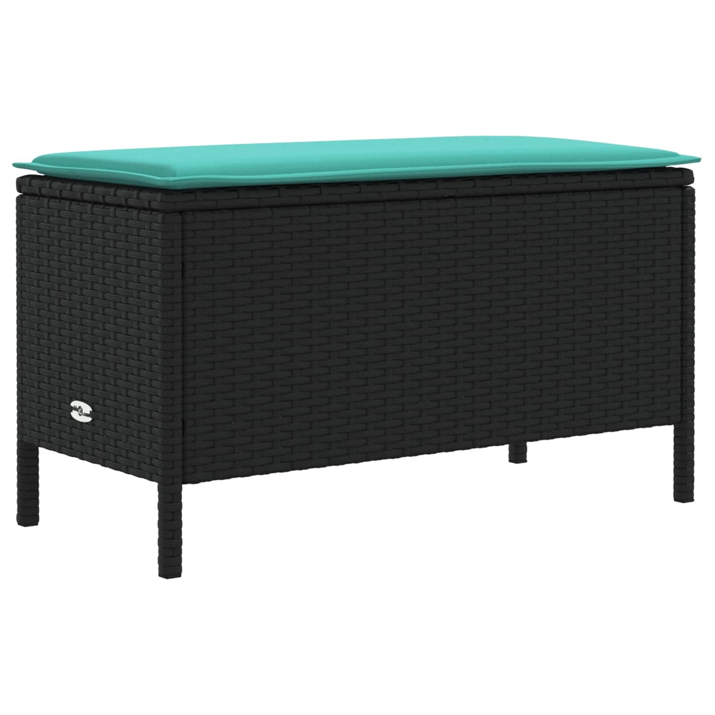 Garten-Fußhocker Schwarz und Türkis 80 x 38 x 42 cm PE-Rattan
