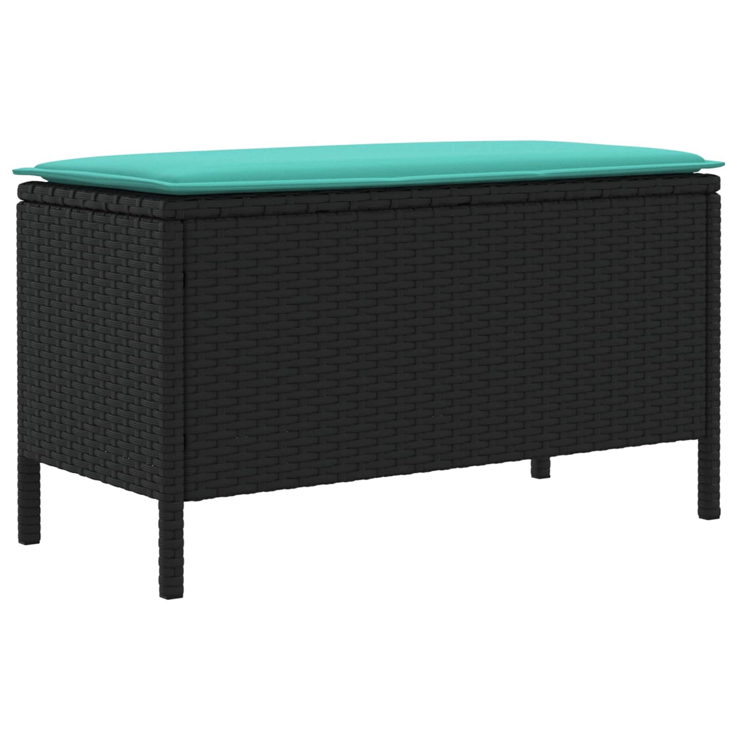 Garten-Fußhocker Schwarz und Türkis 80 x 38 x 42 cm PE-Rattan