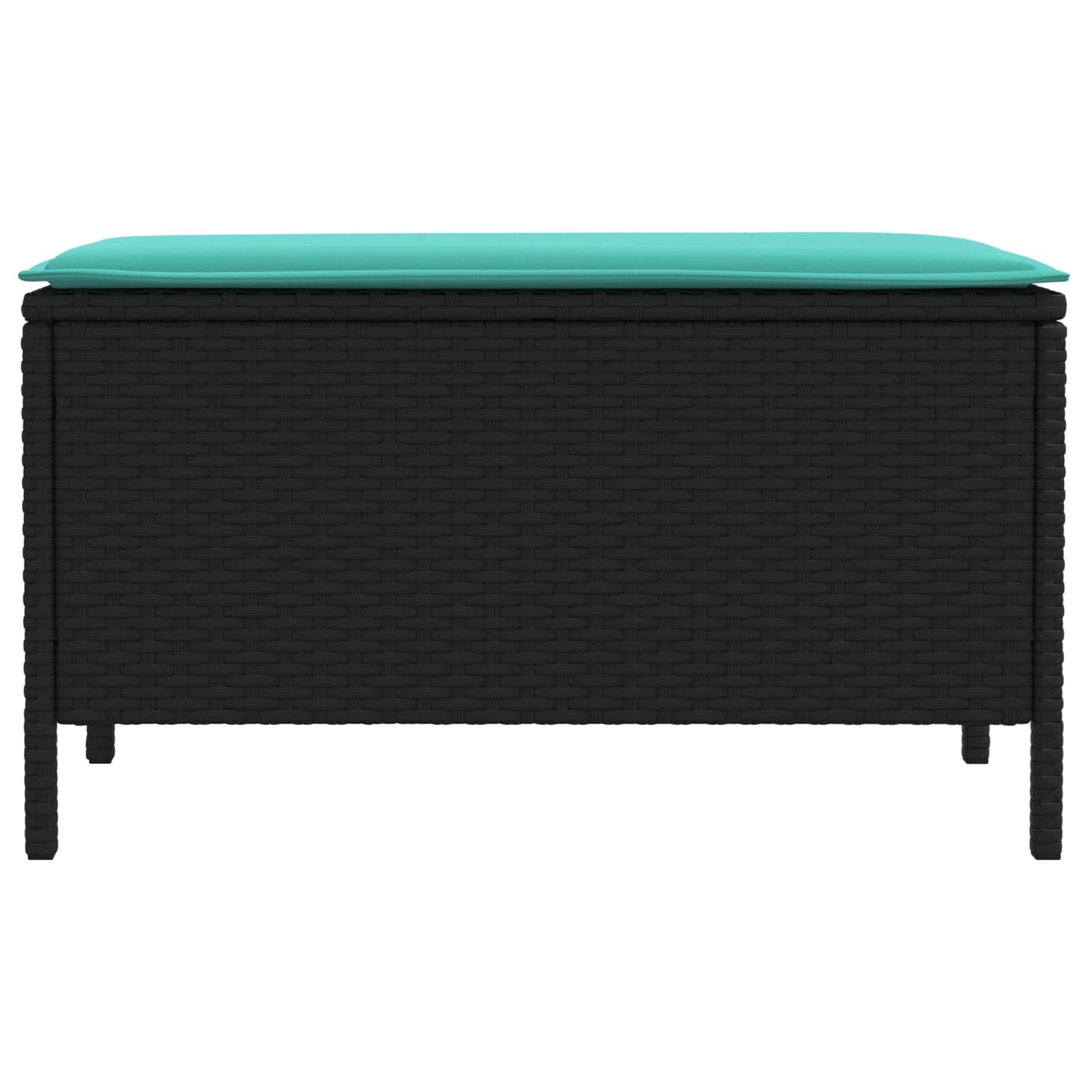 Garten-Fußhocker Schwarz und Türkis 80 x 38 x 42 cm PE-Rattan