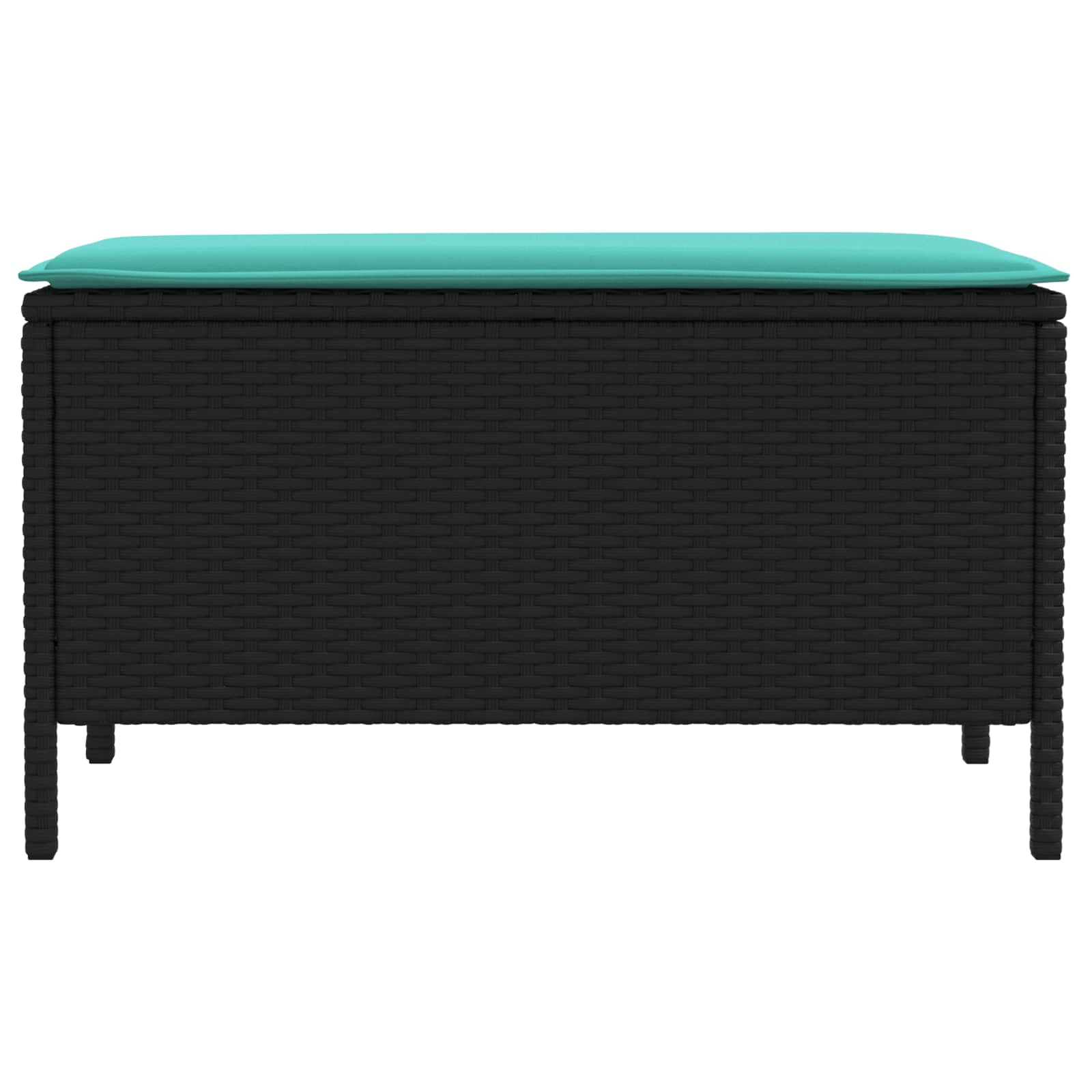 Garten-Fußhocker Schwarz und Türkis 80 x 38 x 42 cm PE-Rattan
