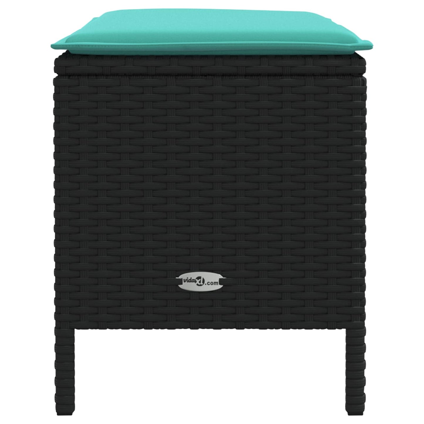 Garten-Fußhocker Schwarz und Türkis 80 x 38 x 42 cm PE-Rattan