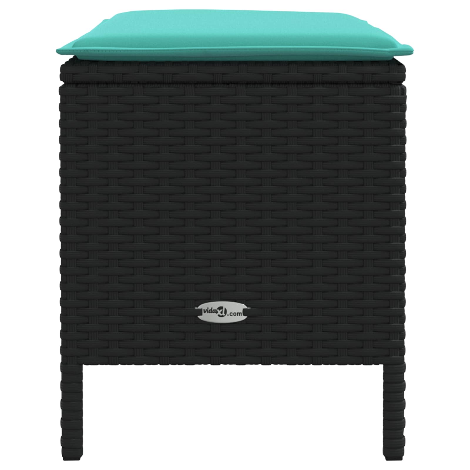 Garten-Fußhocker Schwarz und Türkis 80 x 38 x 42 cm PE-Rattan