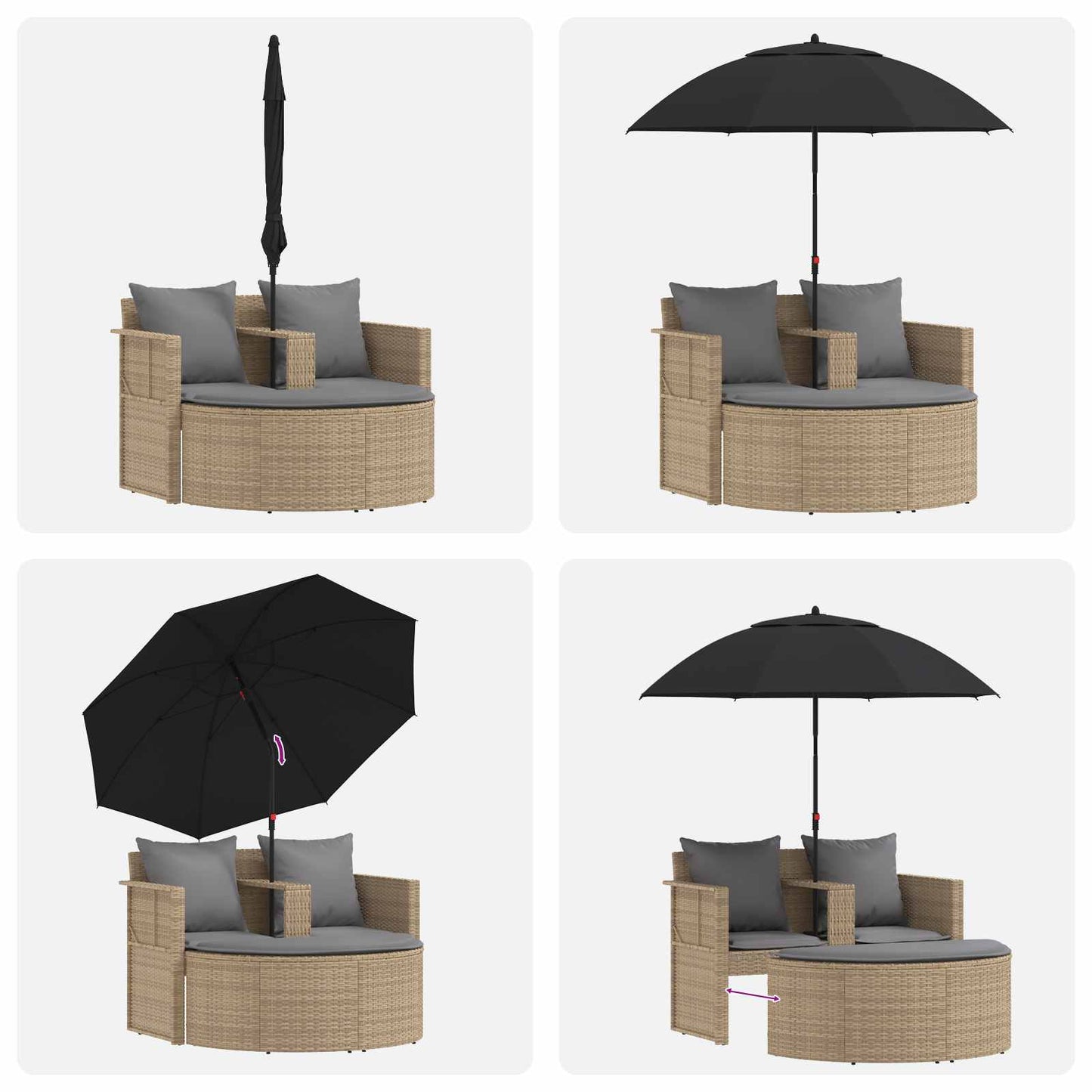 Garten-Sofa 8 Stk. Poly-Rattan Beige und Hellgrau