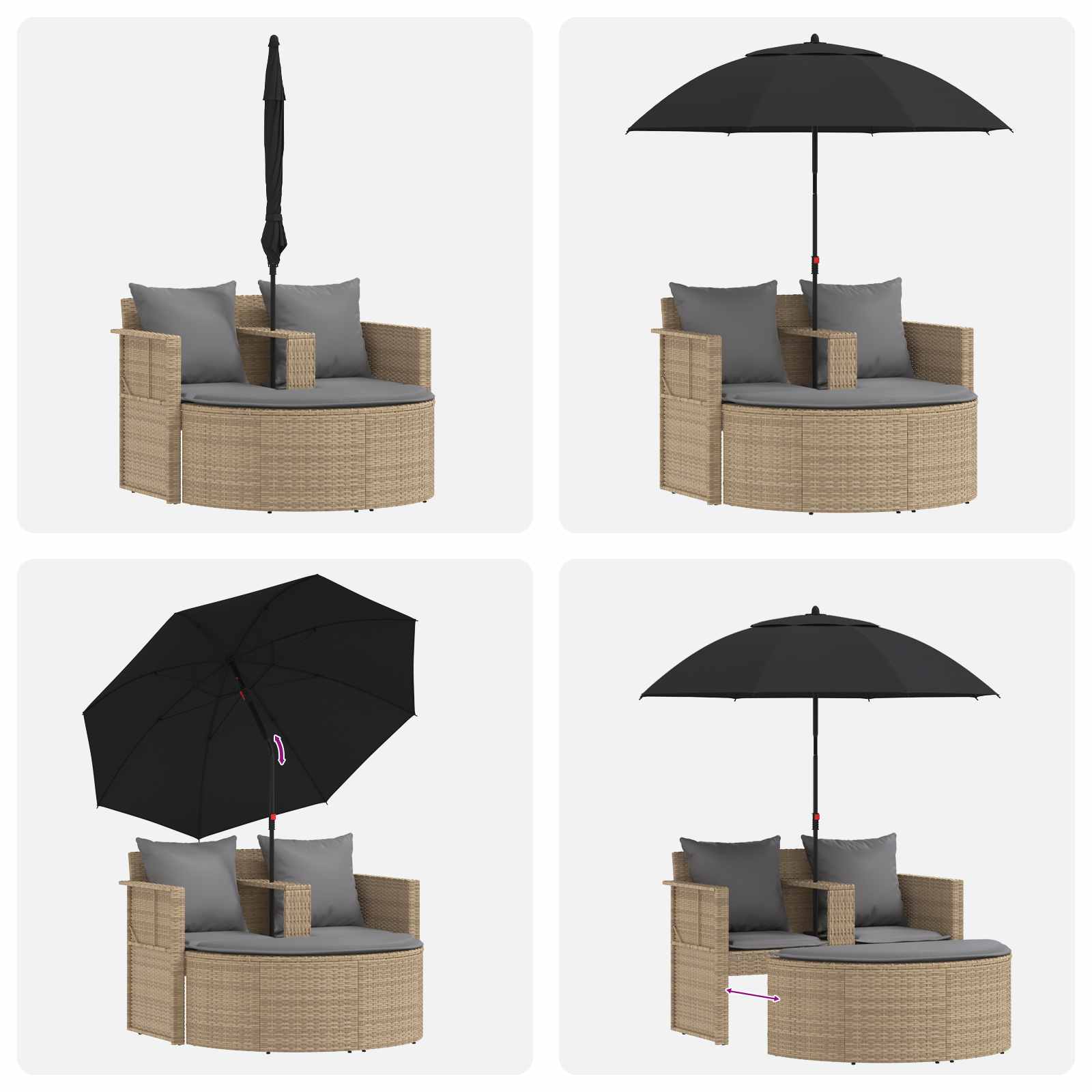 Garten-Sofa 8 Stk. Poly-Rattan Beige und Hellgrau