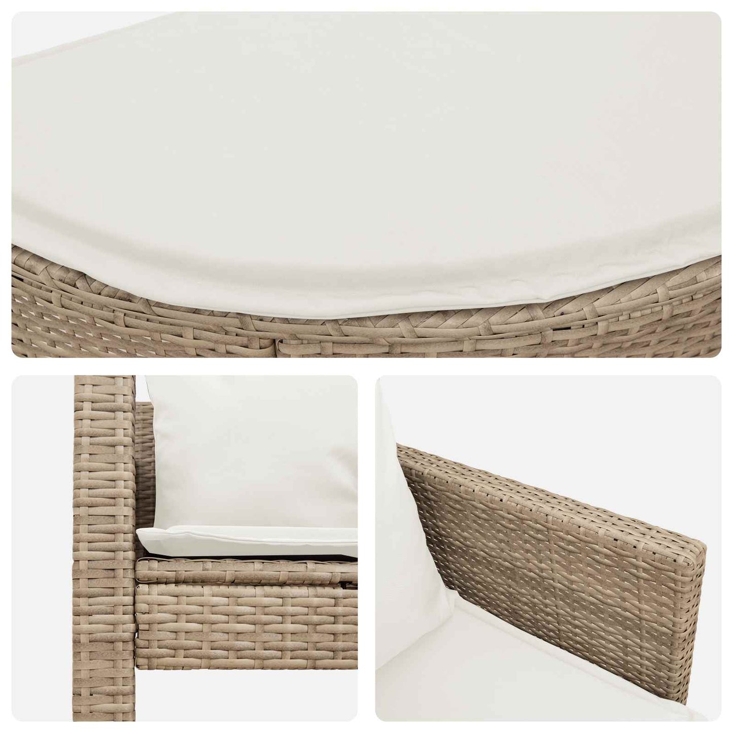 Garten-Sofa 8 Stk. Poly-Rattan Beige und Cremeweiß