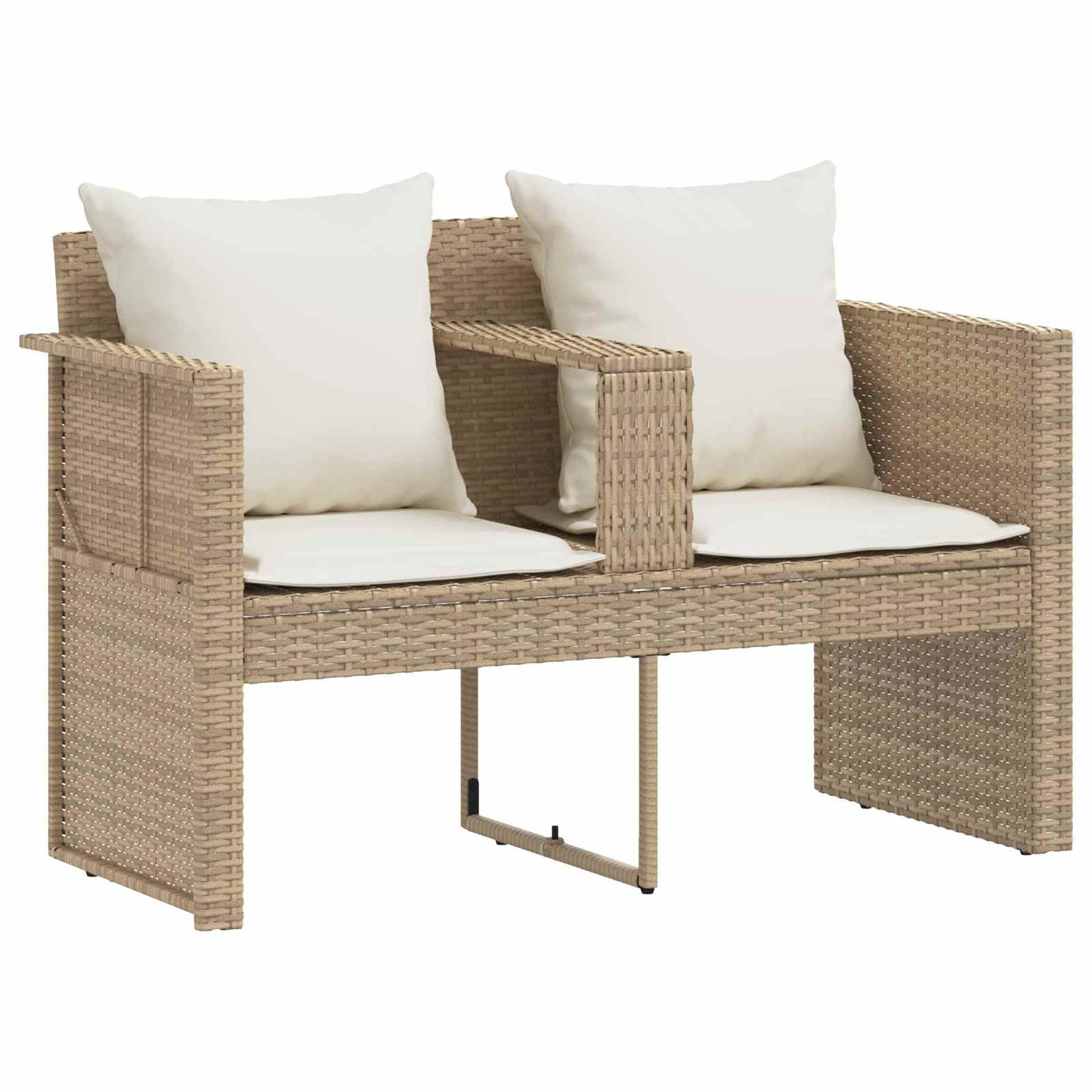 Garten-Sofa 8 Stk. Poly-Rattan Beige und Cremeweiß