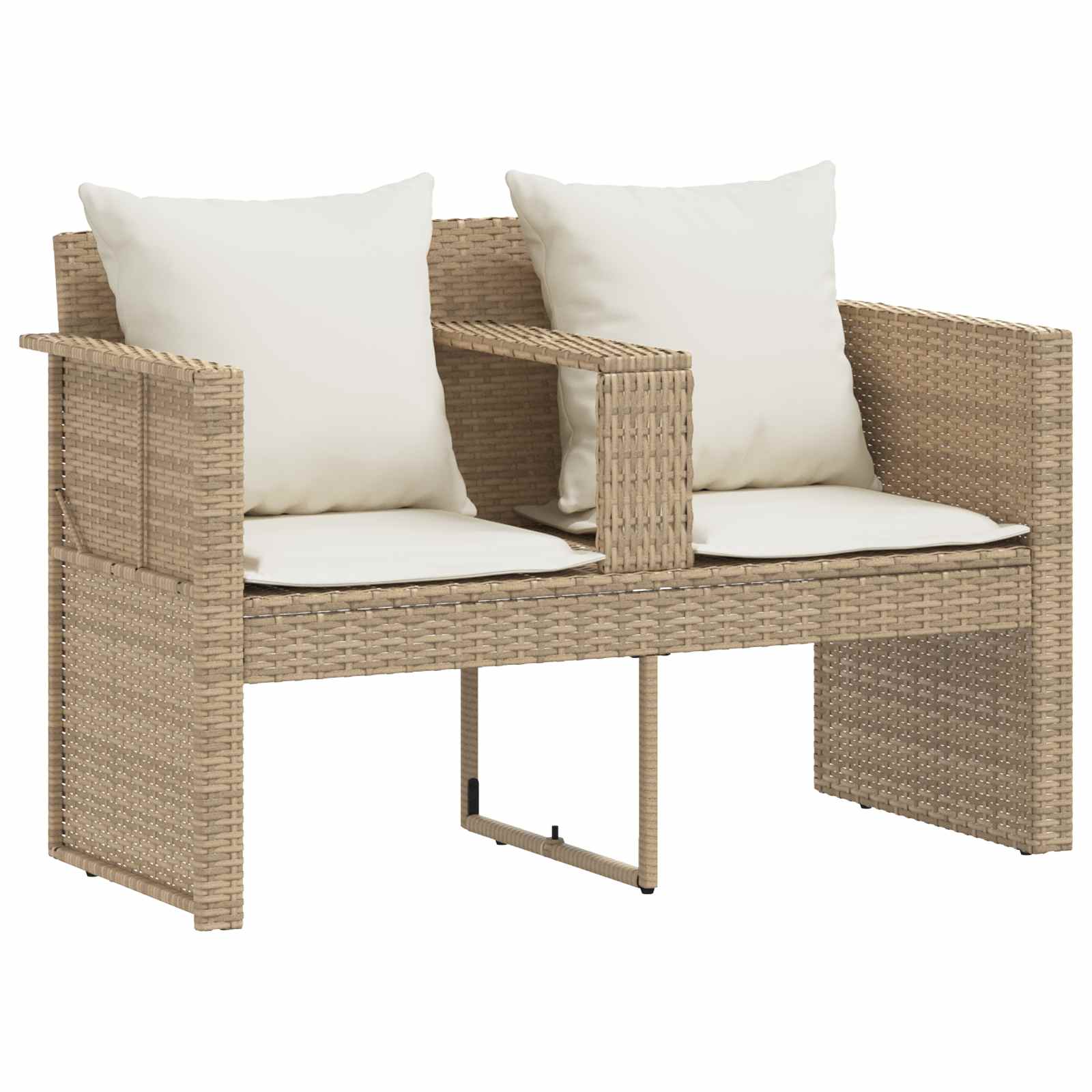Garten-Sofa 8 stk. Poly-Rattan Beige und Cremeweiß