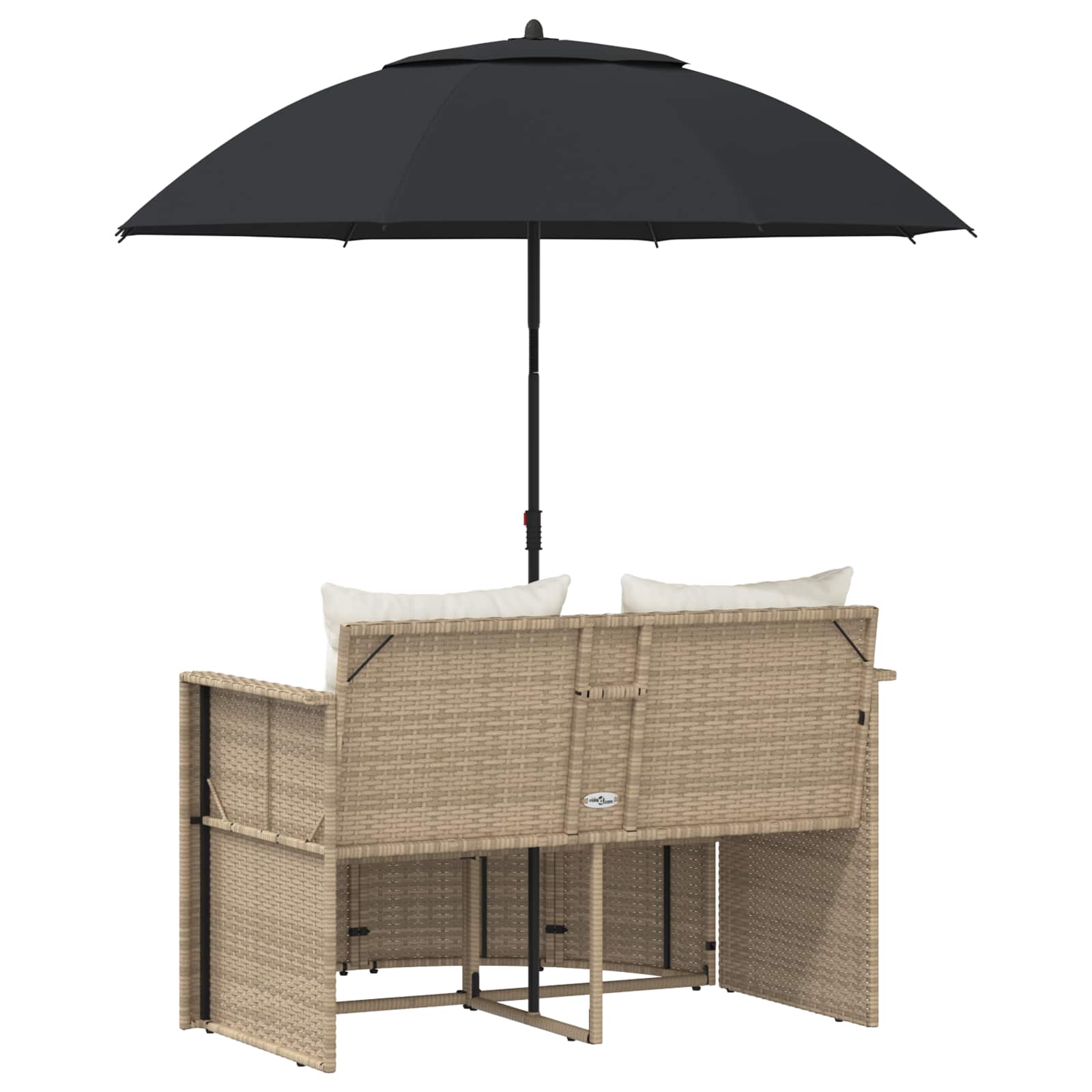 Garten-Sofa 8 Stk. Poly-Rattan Beige und Cremeweiß