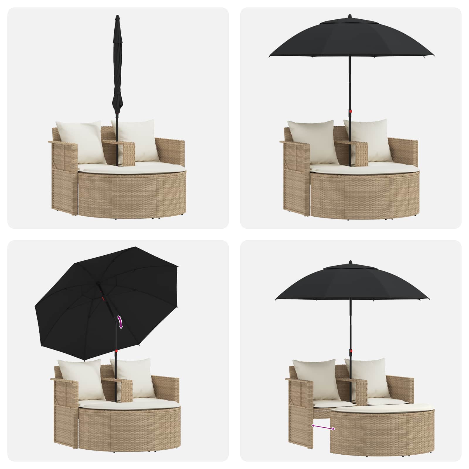 Garten-Sofa 8 Stk. Poly-Rattan Beige und Cremeweiß