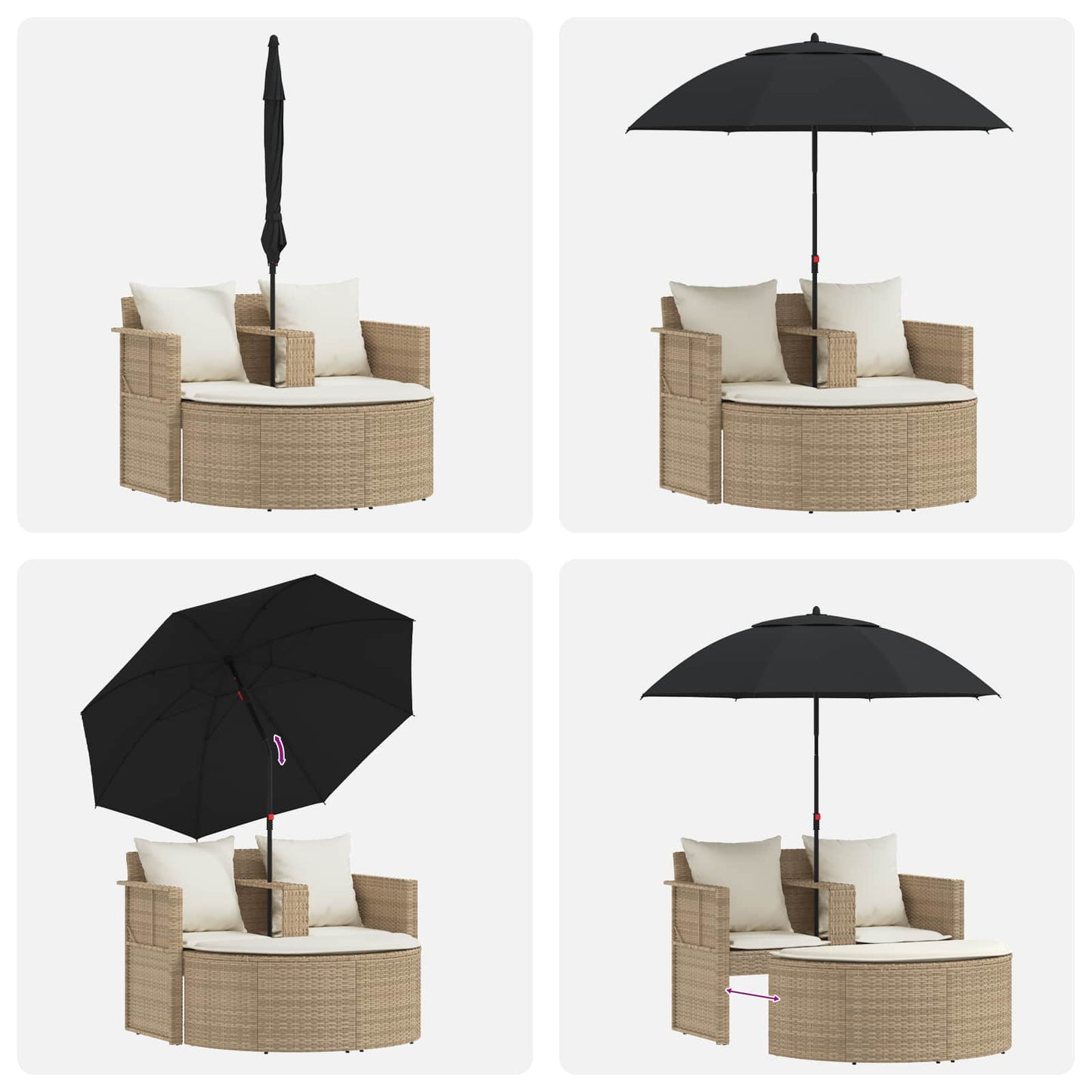 Garten-Sofa 8 stk. Poly-Rattan Beige und Cremeweiß