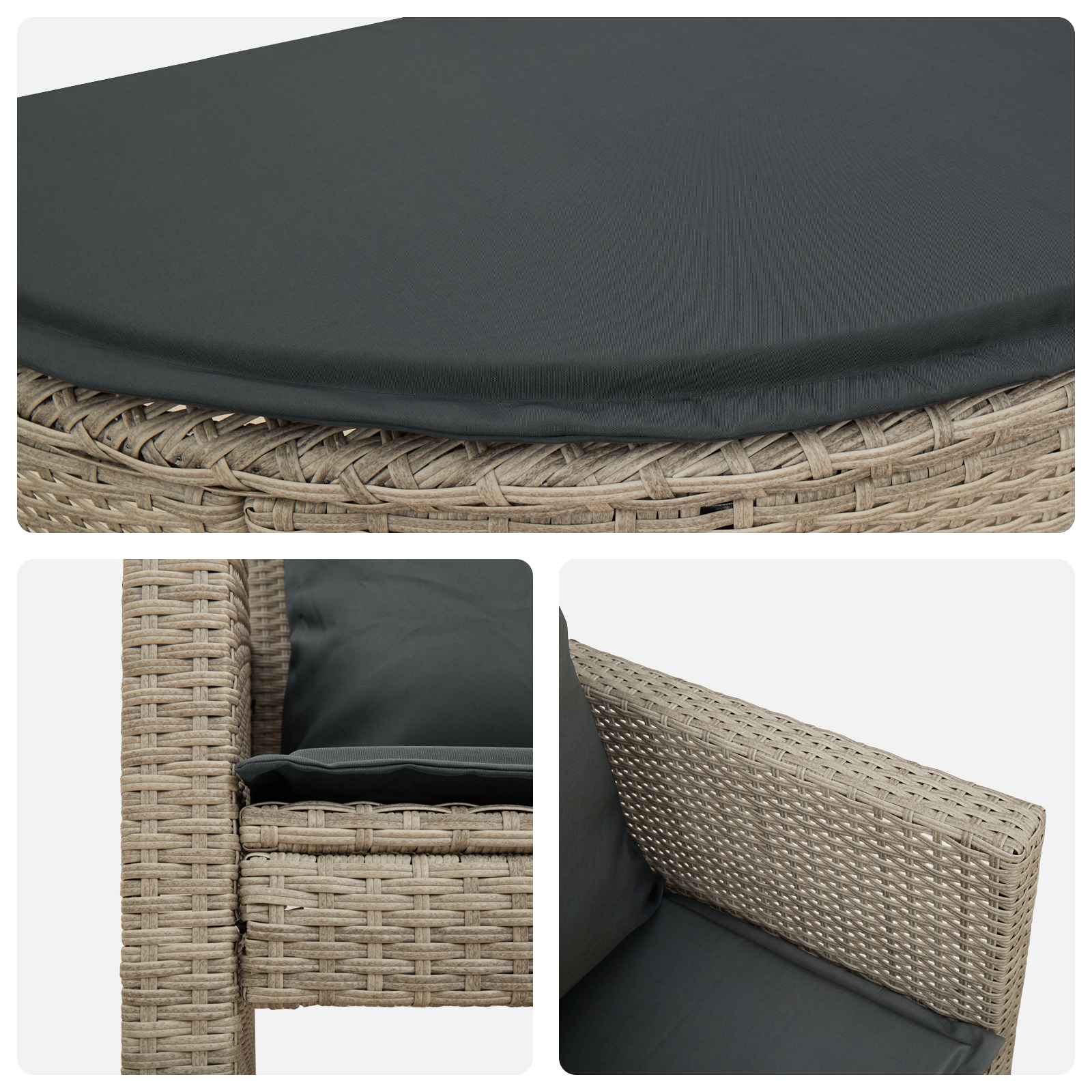 Garten-Sofa 8 stk. Poly-Rattan Hellgrau und Dunkelgrau