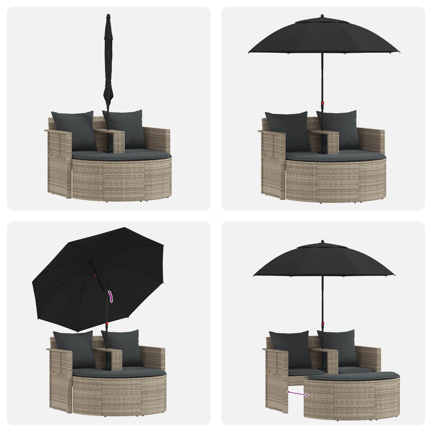 Garten-Sofa 8 Stk. Poly-Rattan Hellgrau und Dunkelgrau