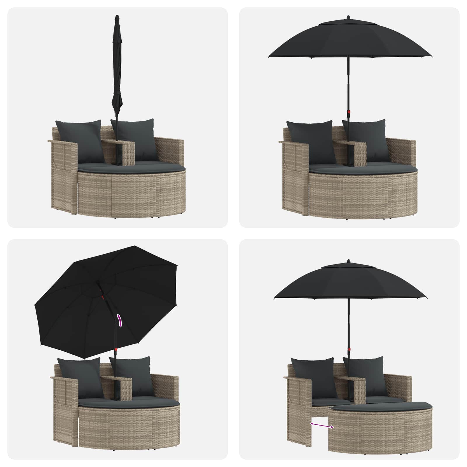Garten-Sofa 8 Stk. Poly-Rattan Hellgrau und Dunkelgrau