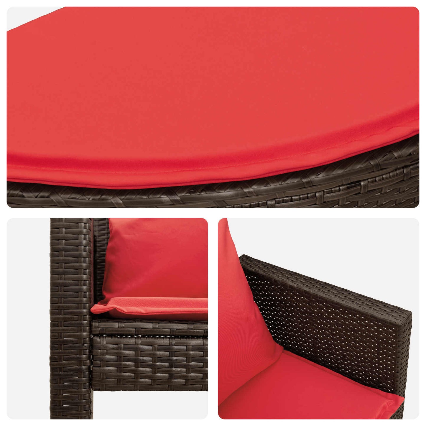 Garten-Sofa Braun und Rot 168 x 168 x 180 cm Poly-Rattan