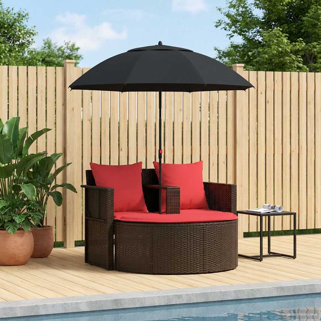 Garten-Sofa Braun und Rot 168 x 168 x 180 cm Poly-Rattan