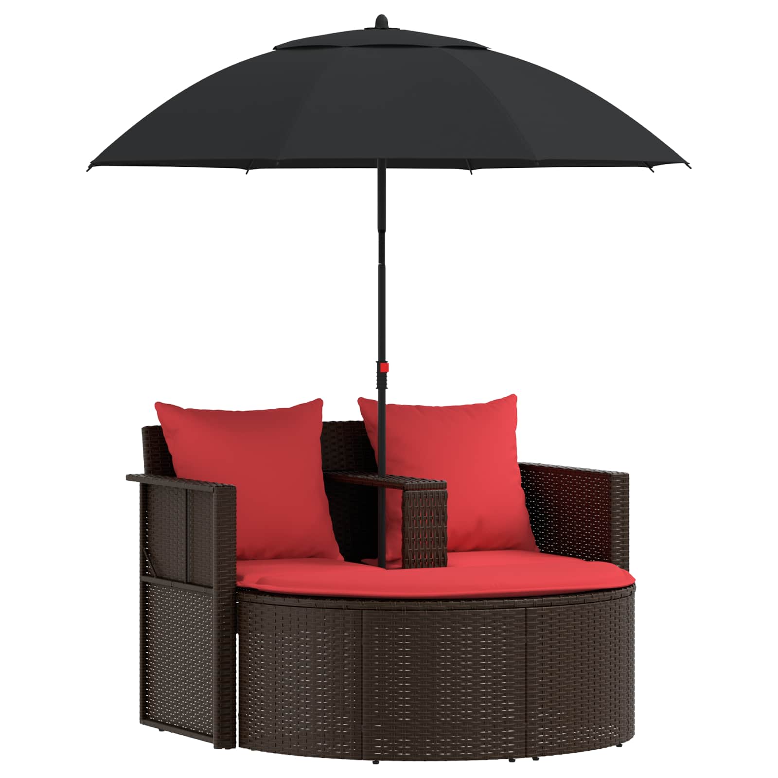 Garten-Sofa Braun und Rot 168 x 168 x 180 cm Poly-Rattan