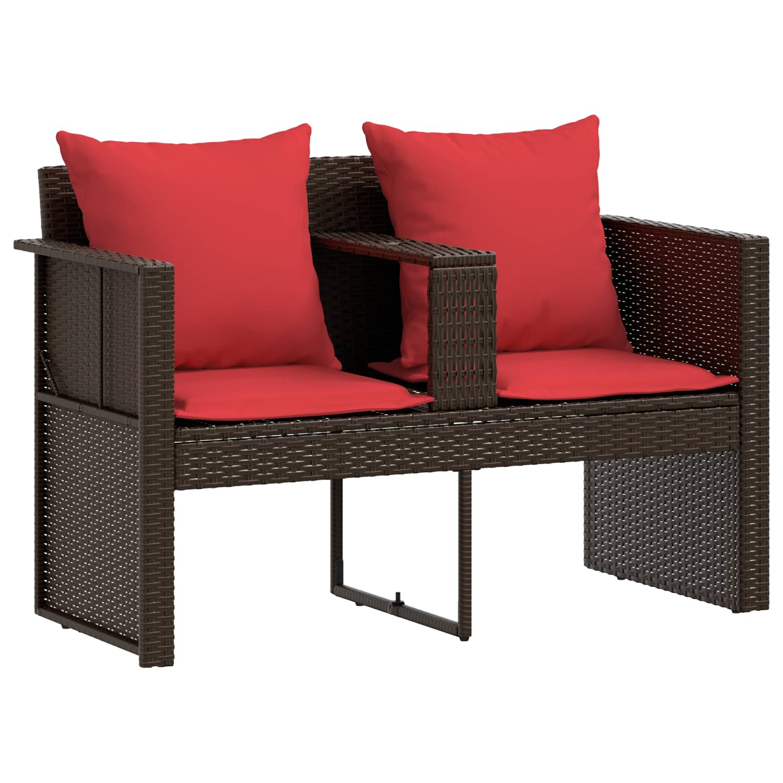 Garten-Sofa Braun und Rot 168 x 168 x 180 cm Poly-Rattan