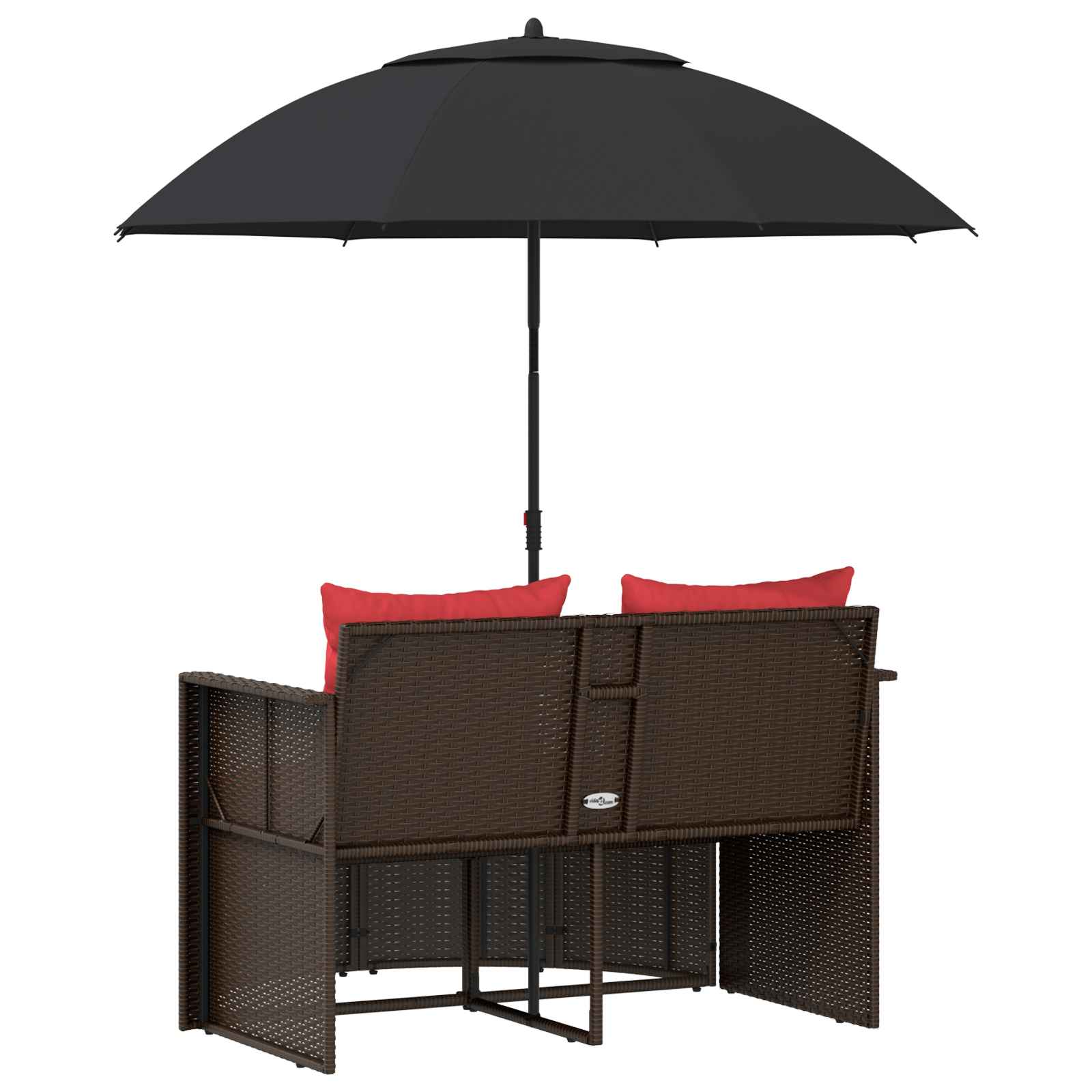 Garten-Sofa Braun und Rot 168 x 168 x 180 cm Poly-Rattan