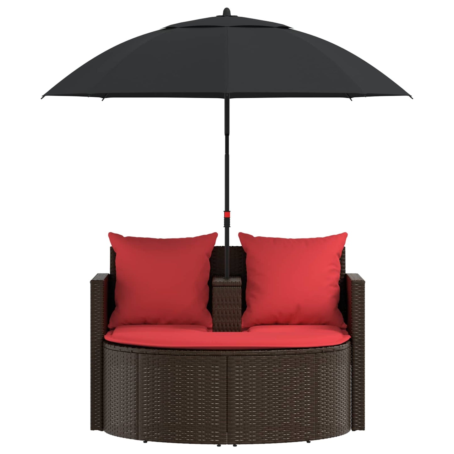 Garten-Sofa Braun und Rot 168 x 168 x 180 cm Poly-Rattan