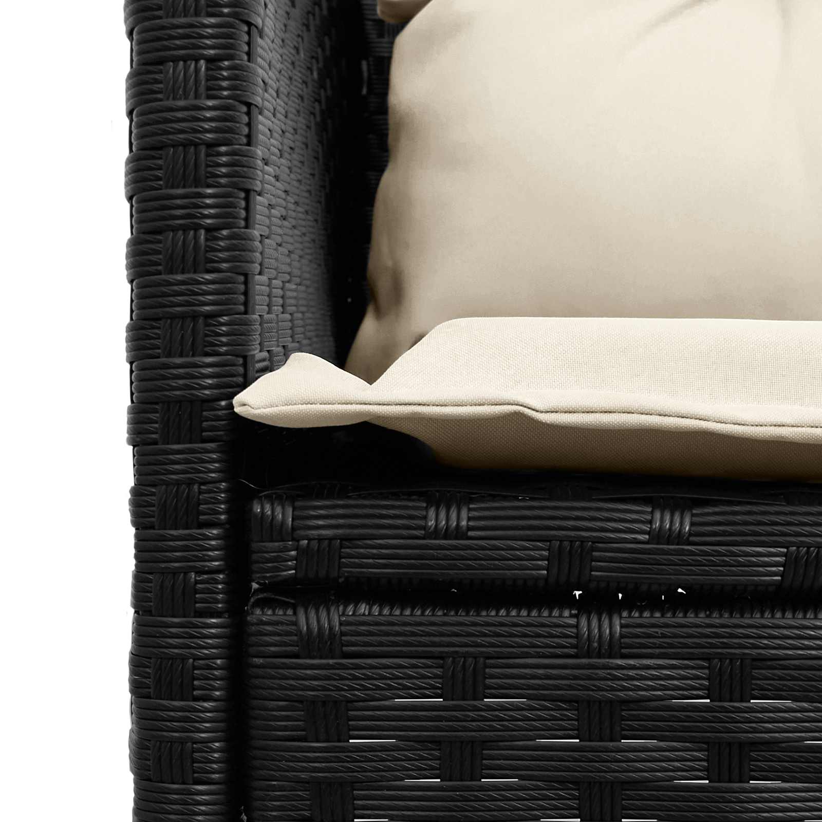 Gartensofa-set mit Kissen 2 pcs Schwarz und Creme Poly-Rattan