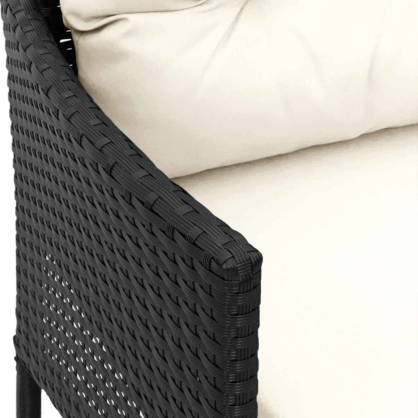 Gartensofa-set mit Kissen 2 pcs Schwarz und Creme Poly-Rattan