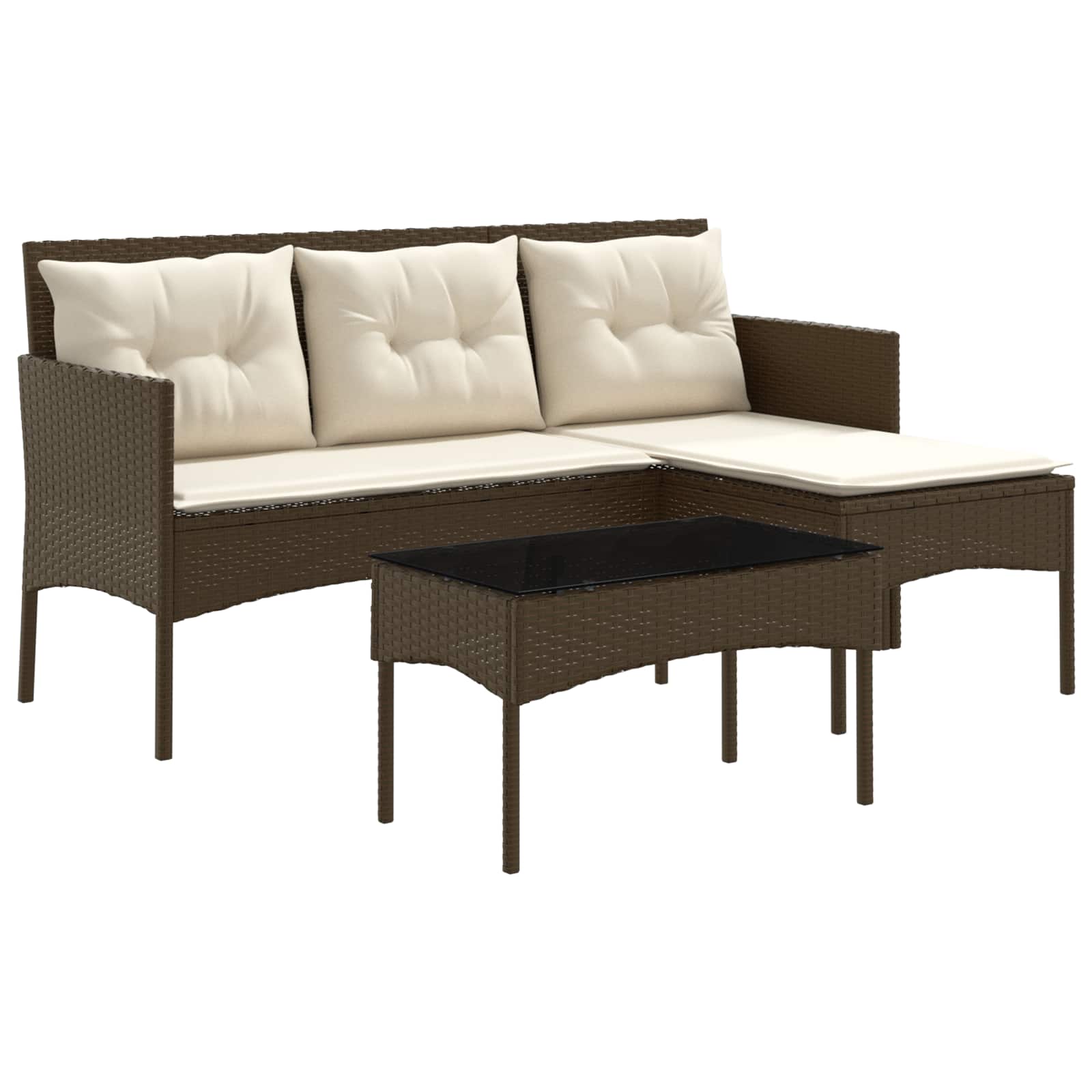 Gartensofa-set mit Kissen 2 pcs Poly-Rattan