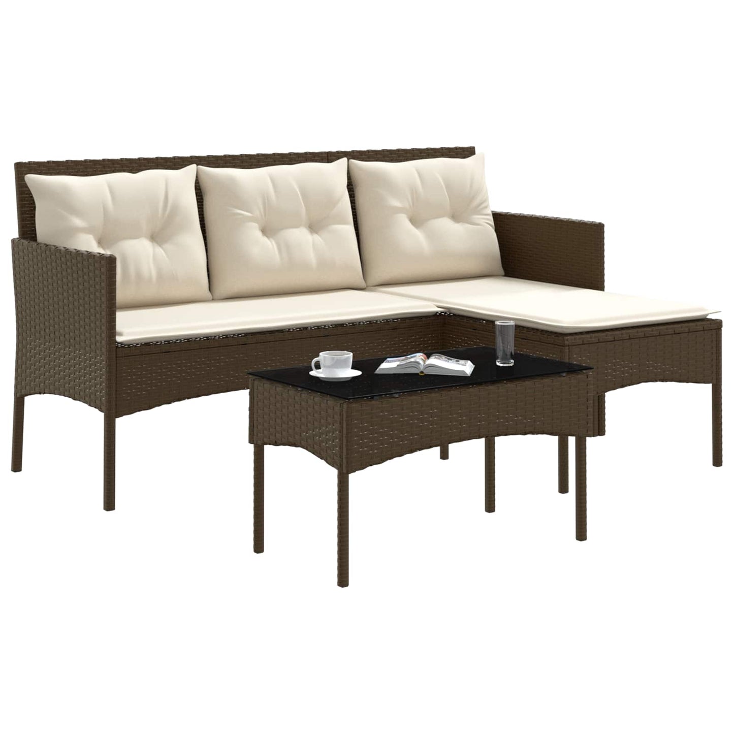 Gartensofa-set mit Kissen 2 pcs Poly-Rattan