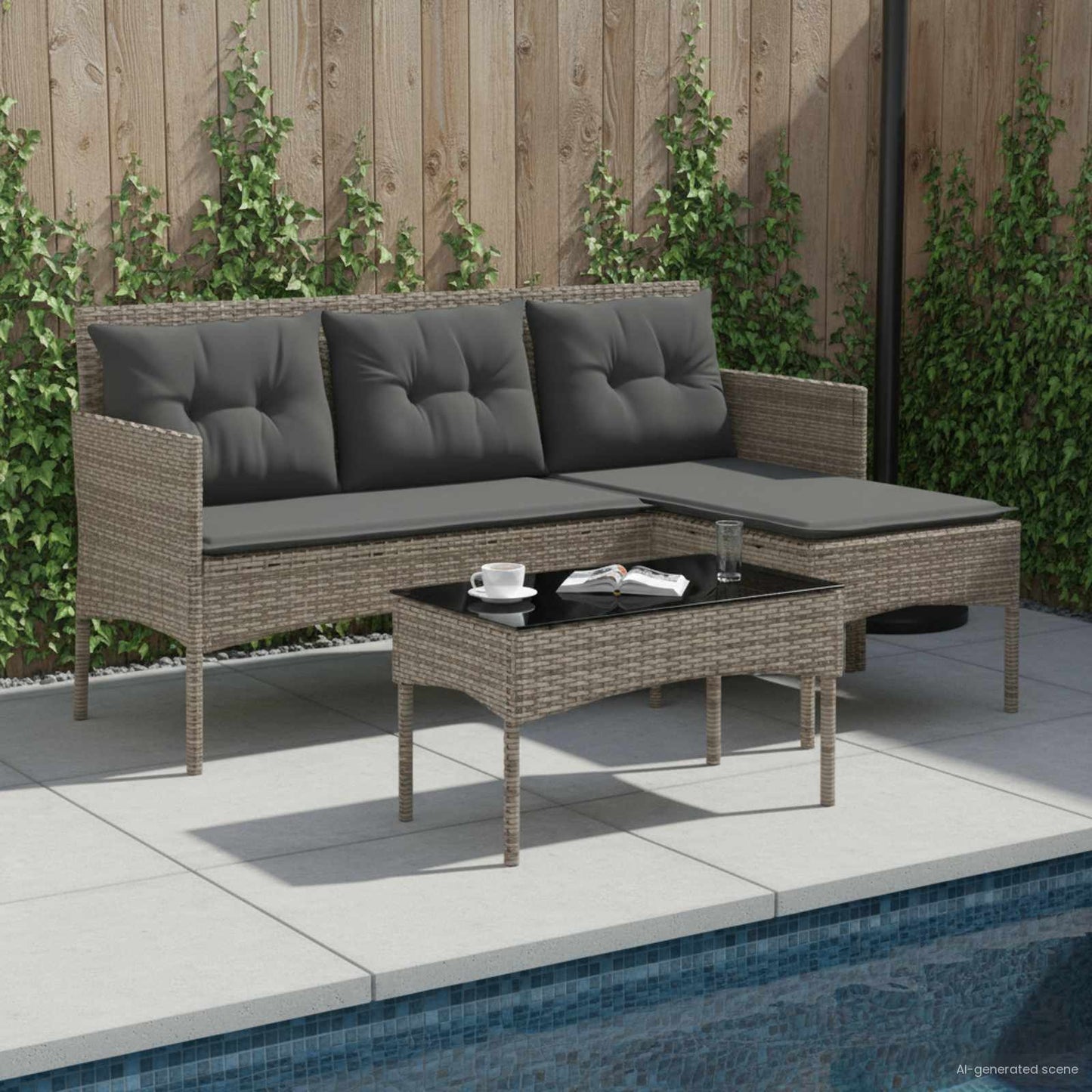 Gartensofa-set 2 stk. Poly-Rattan