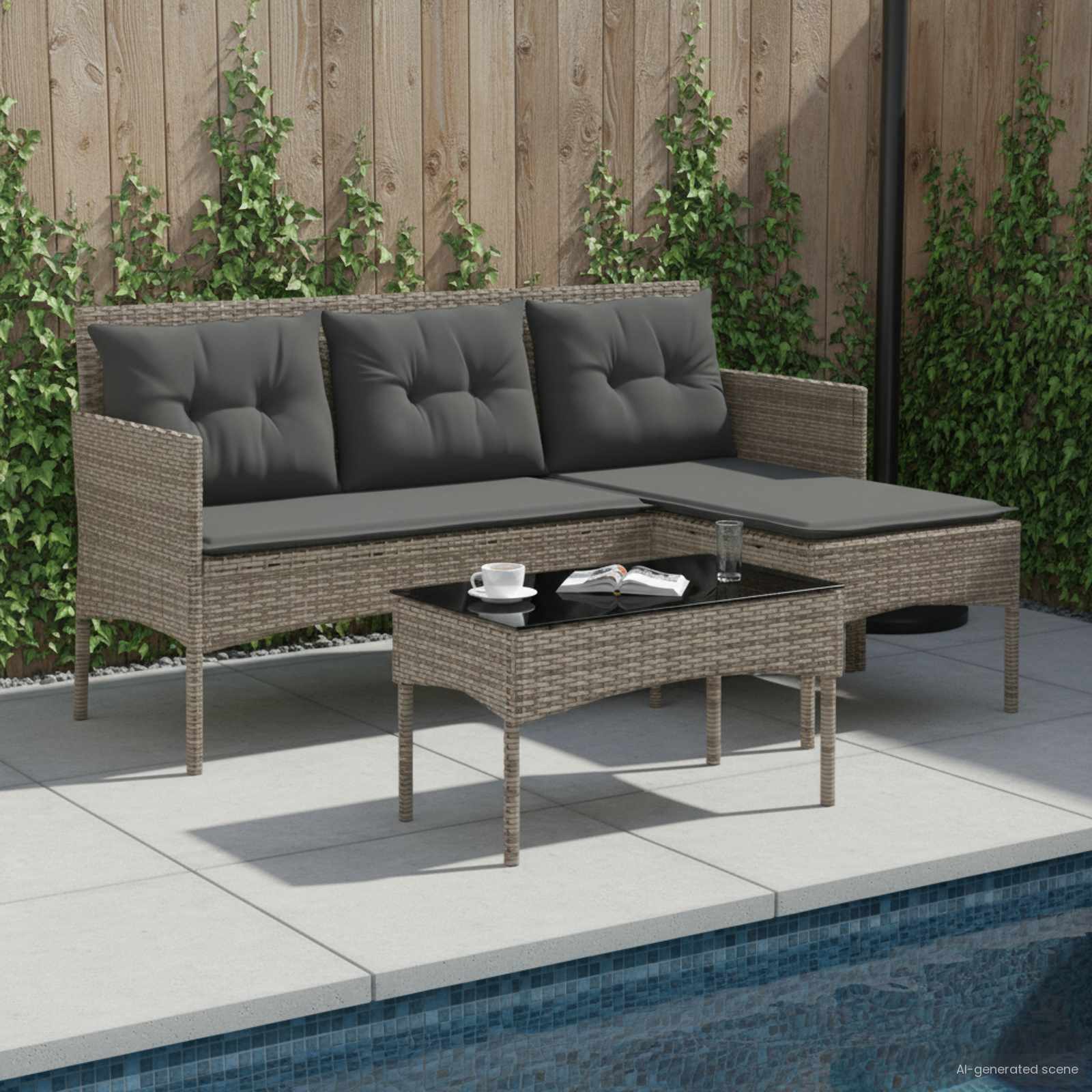 Gartensofa-set 2 stk. Poly-Rattan