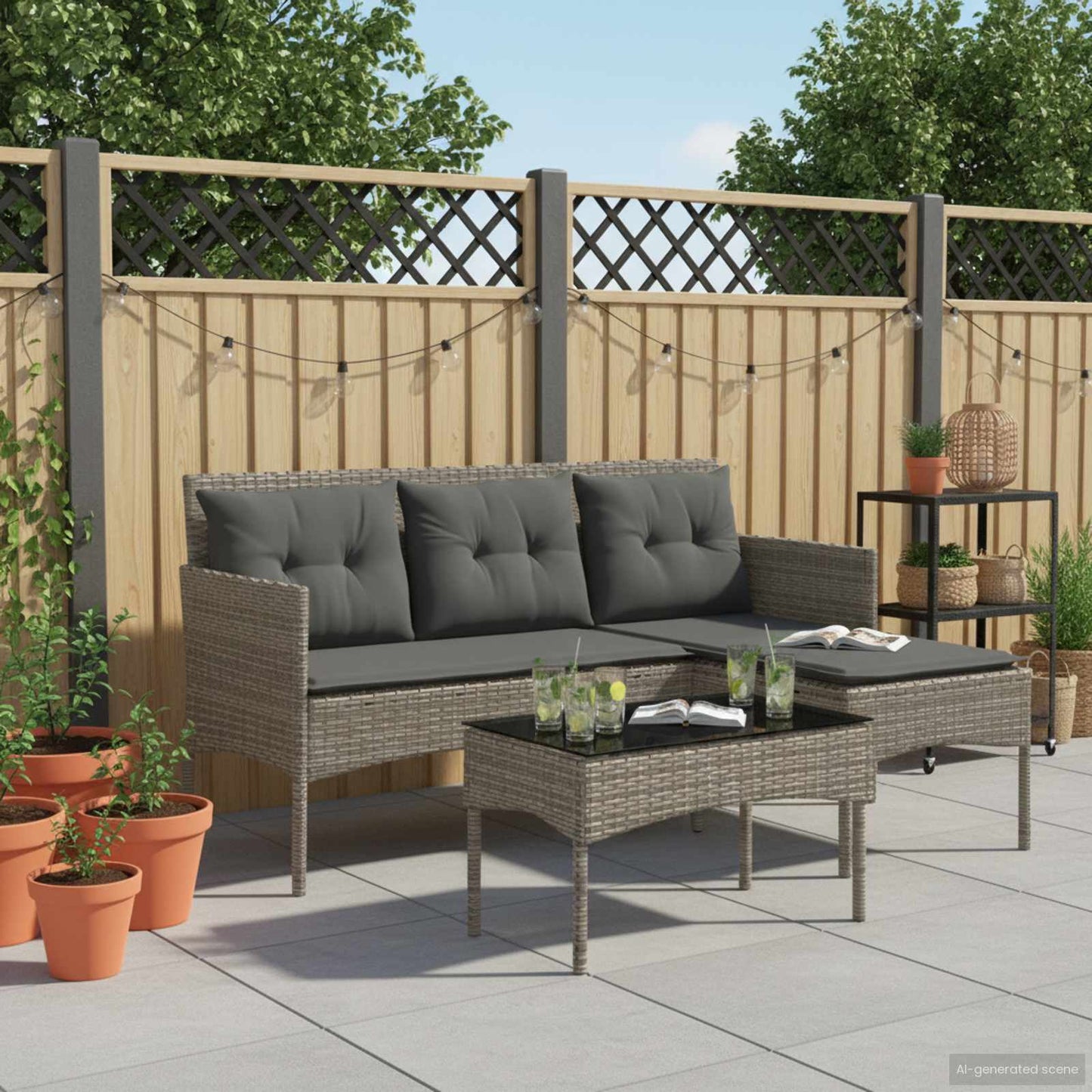 Gartensofa-set 2 stk. Poly-Rattan