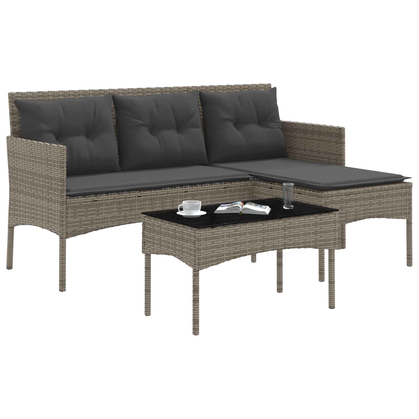 Gartensofa-set 2 stk. Poly-Rattan