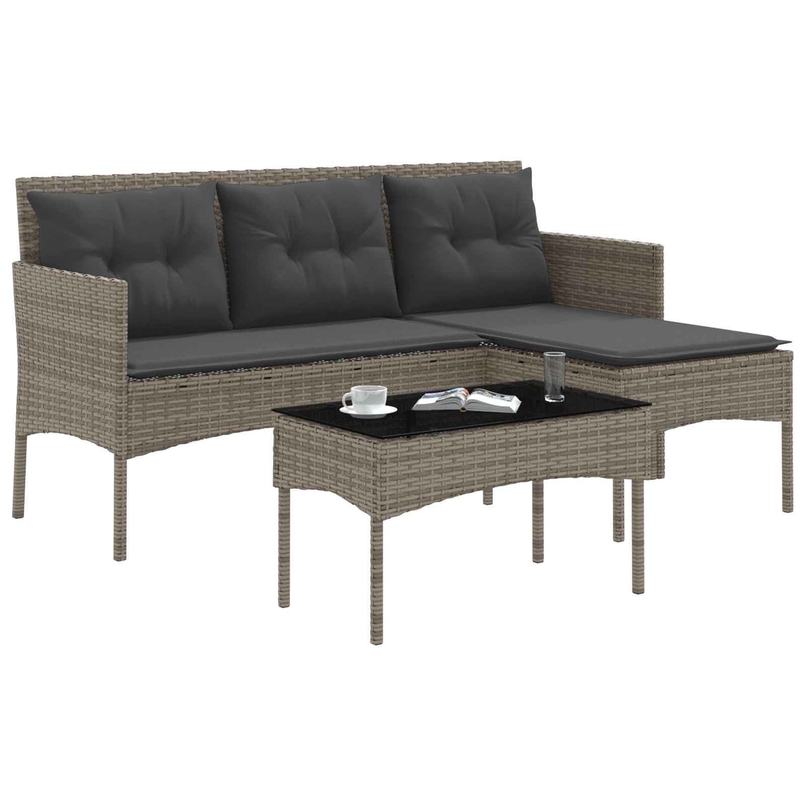 Gartensofa-set 2 stk. Poly-Rattan