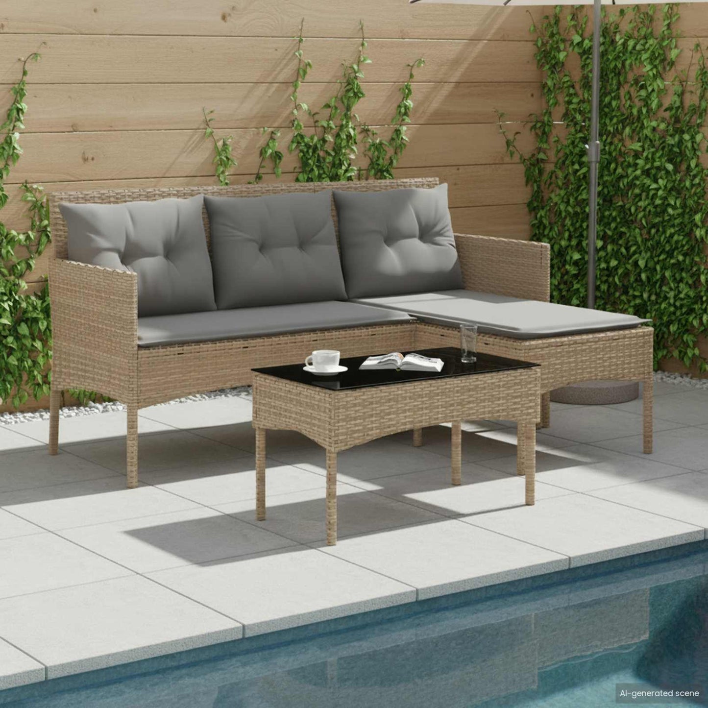 Gartensofa-set mit Kissen 2 pcs Poly-Rattan