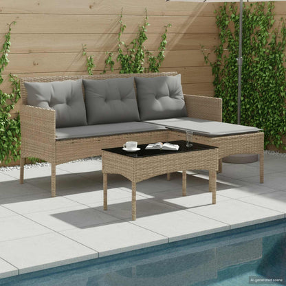 Gartensofa-set 2 stk. Poly-Rattan