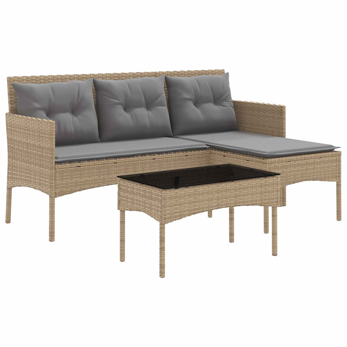 Gartensofa-set mit Kissen 2 pcs Poly-Rattan