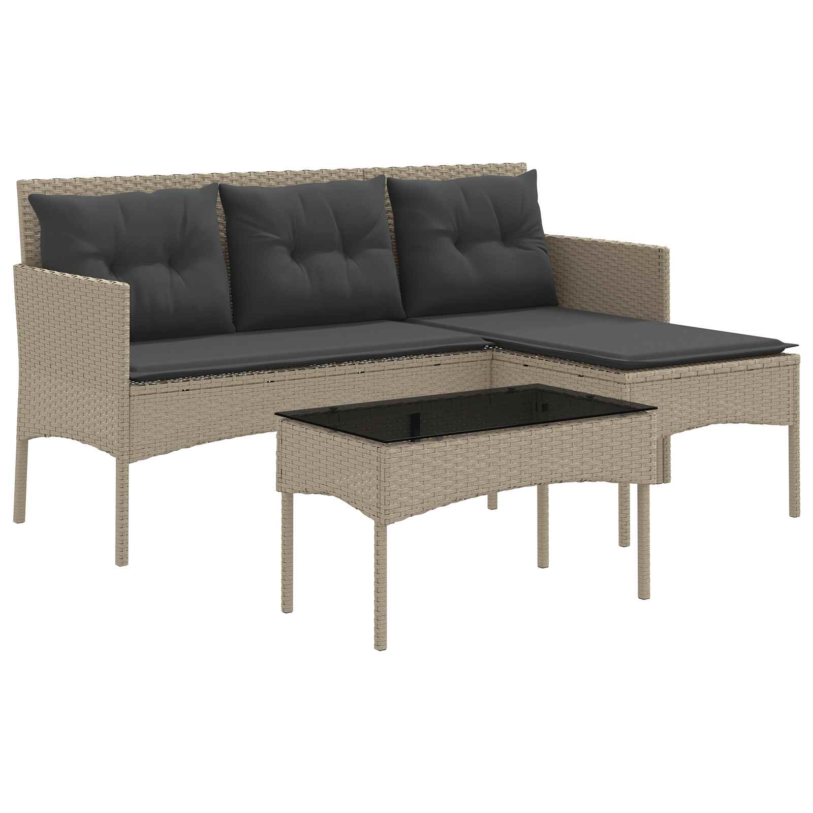 Gartensofa-set mit Kissen 2 pcs Poly-Rattan