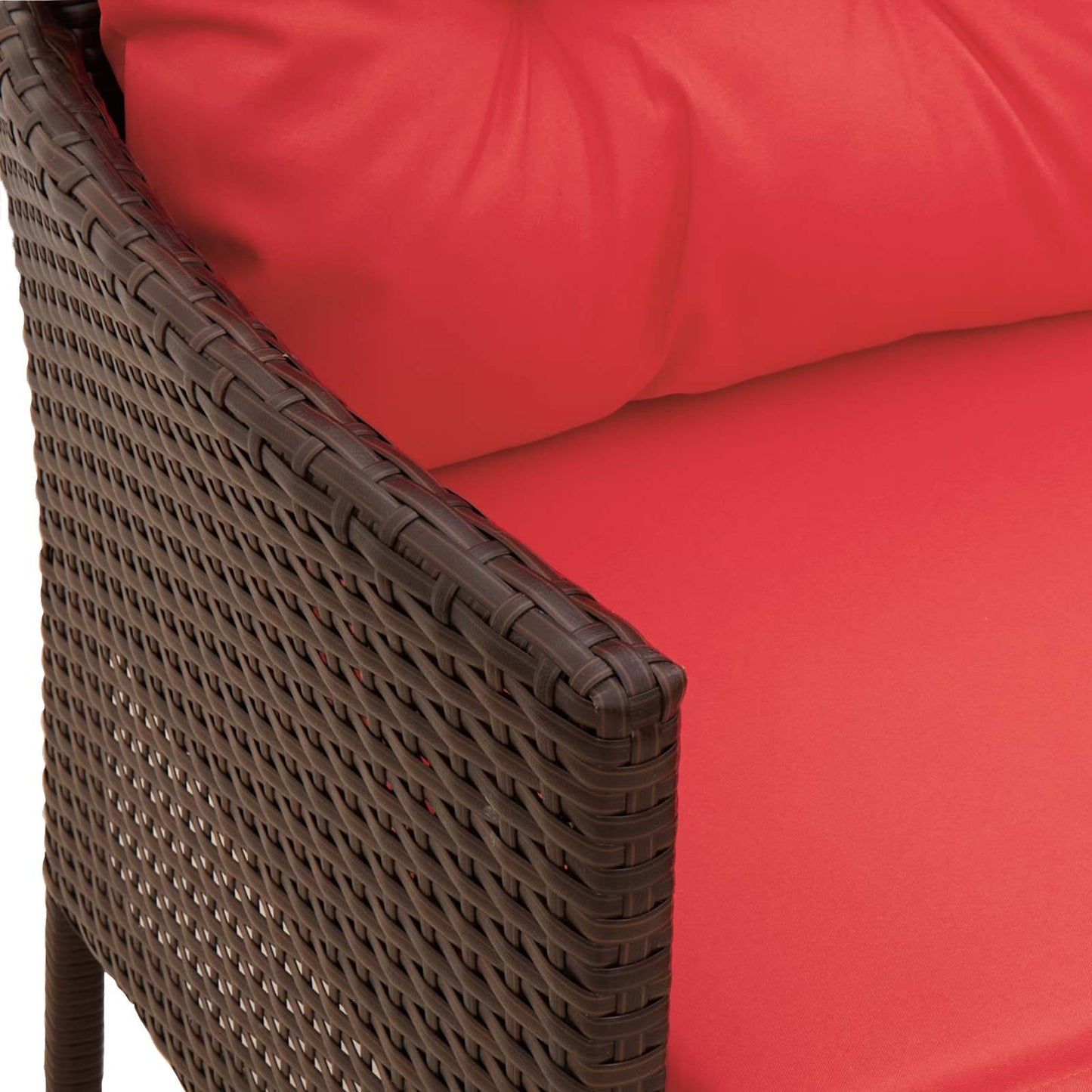 Gartensofa-set 2 stk. Braun und Rot Poly-Rattan