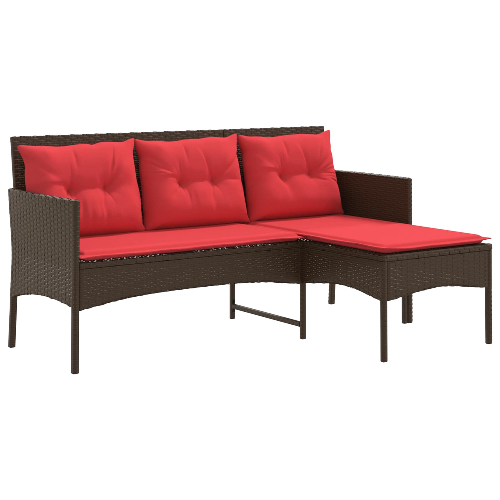 Gartensofa-set 2 stk. Braun und Rot Poly-Rattan