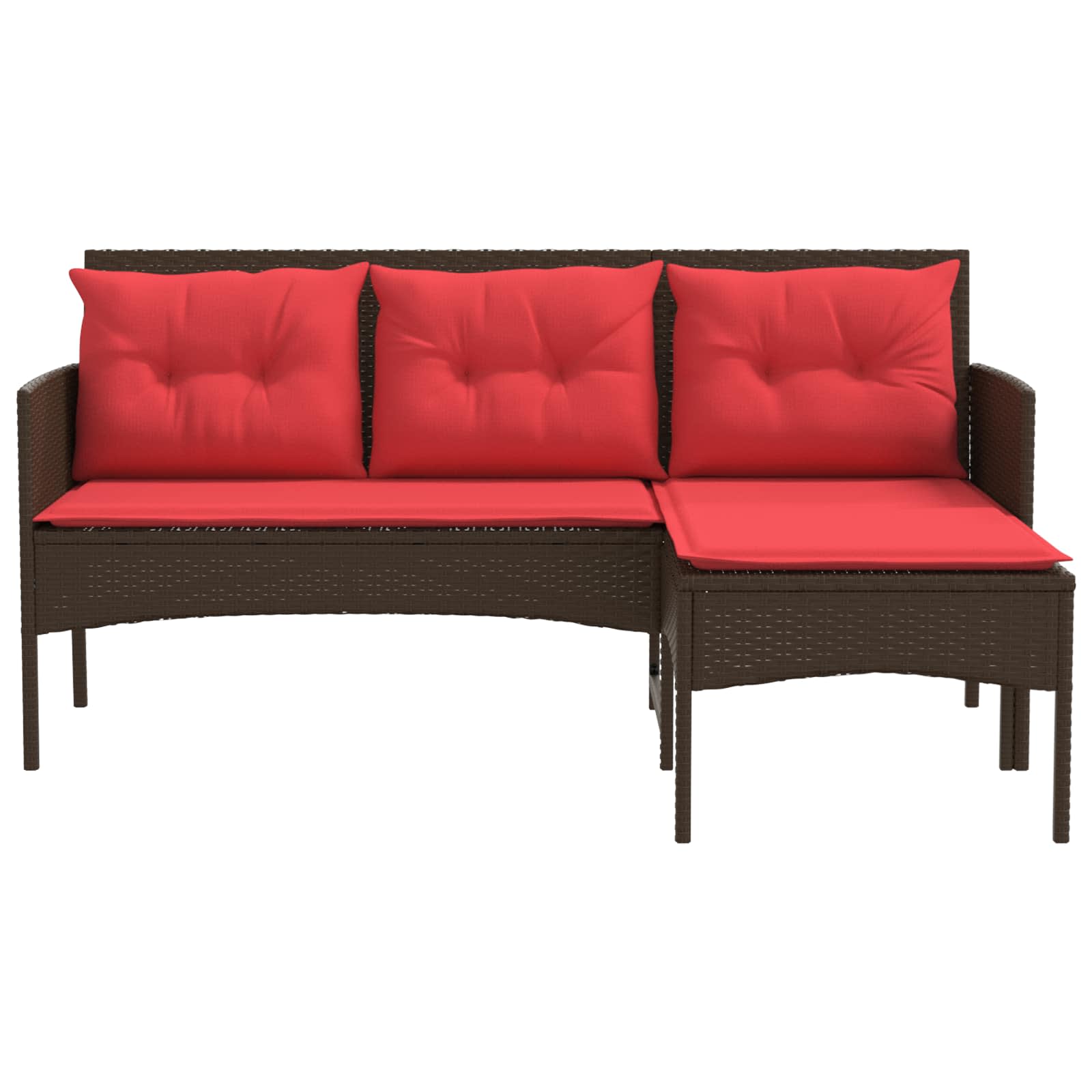 Gartensofa-set 2 stk. Braun und Rot Poly-Rattan