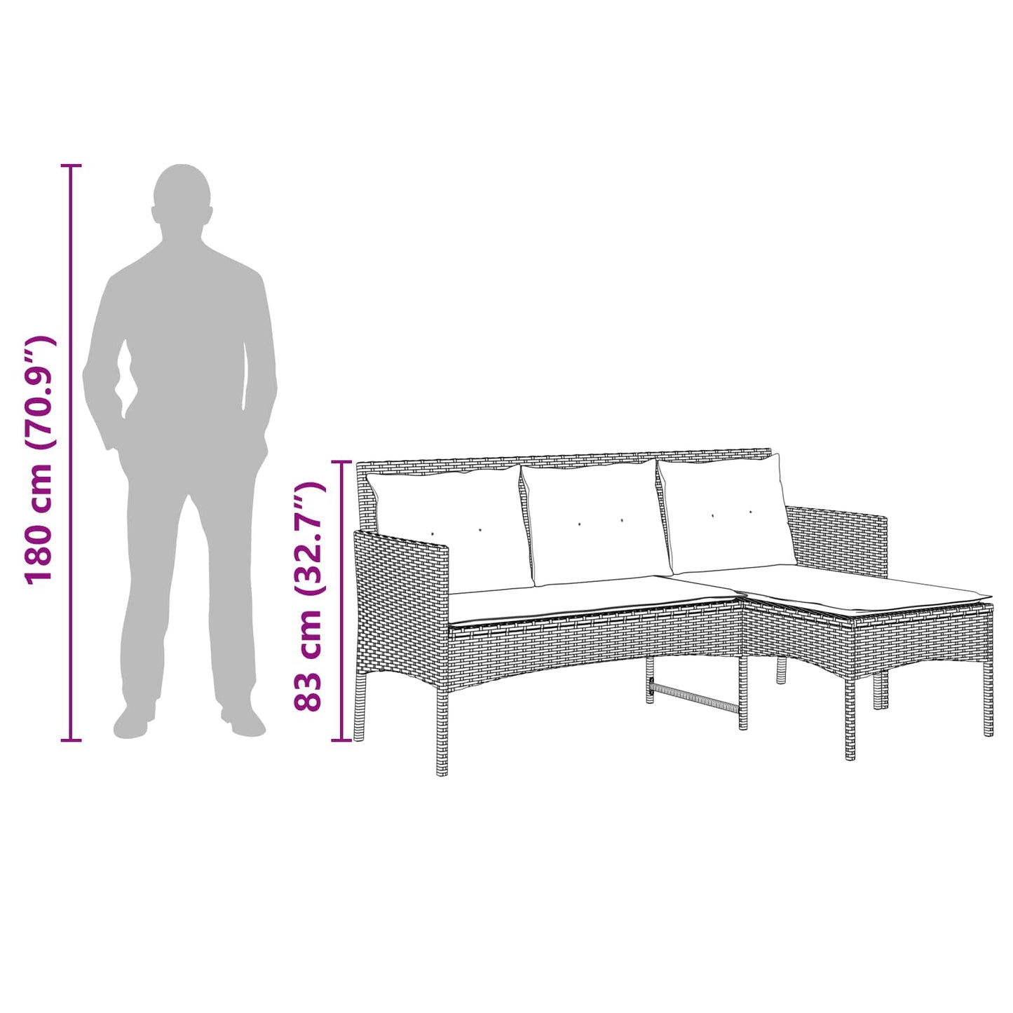 Gartensofa-set 2 stk. Braun und Rot Poly-Rattan