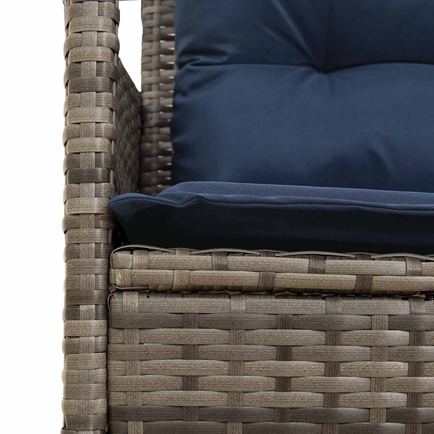 Gartensofa-set mit Kissen 2 pcs Grau und Marineblau Poly-Rattan