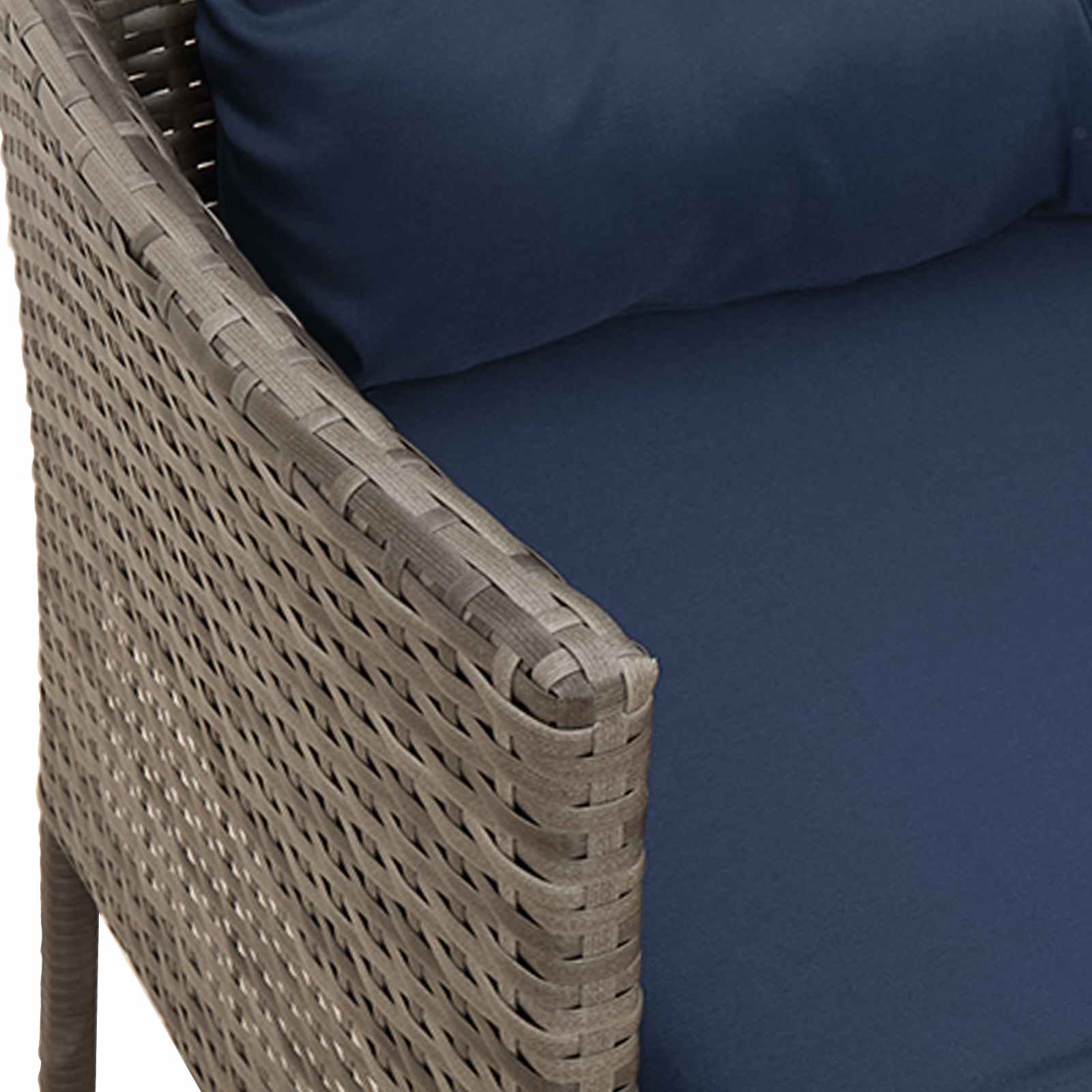 Gartensofa-set mit Kissen 2 pcs Grau und Marineblau Poly-Rattan