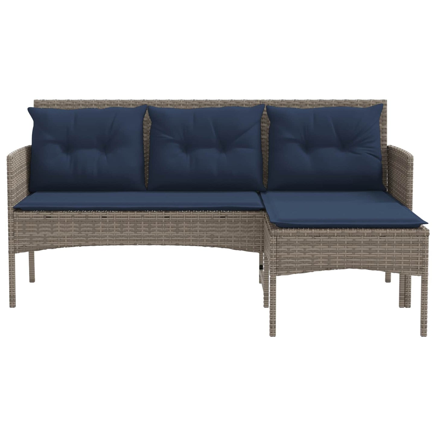 Gartensofa-set mit Kissen 2 pcs Grau und Marineblau Poly-Rattan